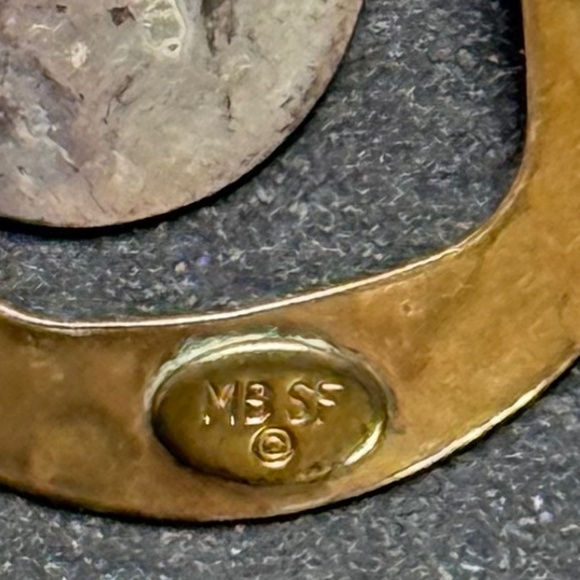 VINTAGE MB SF Earrings Clip Hammered Two Tone Metal Modern Geometric Lightweight - Picture 5 of 7